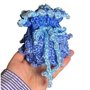 Dice Bag Medium Dragon Scale Beaded Ren Faire Fantasy Dungeons Dragons RPG Blue